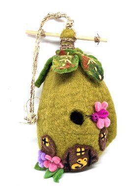 DZI Wild Woolies Felt Wool Fairy House Birdhouse